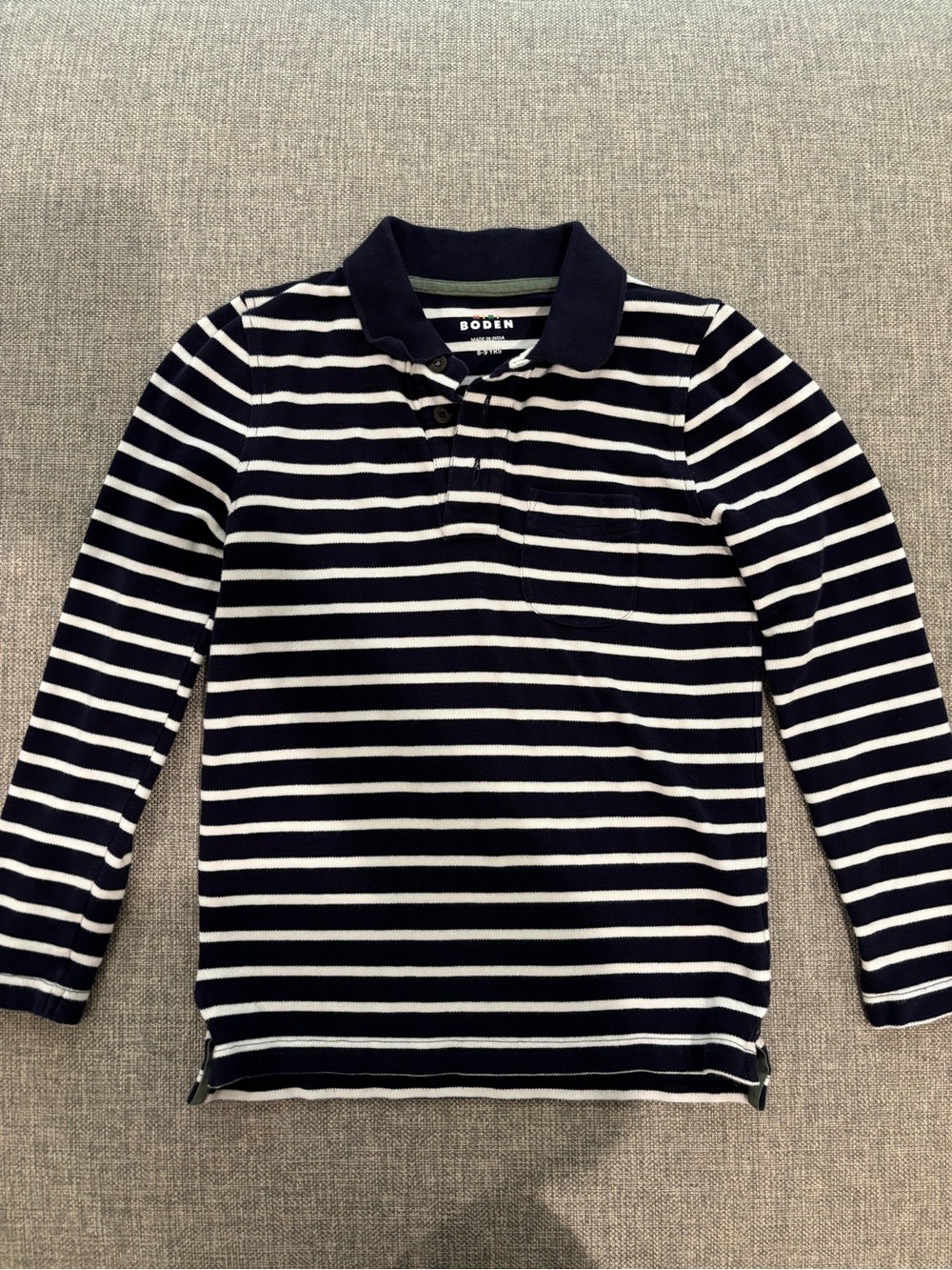 Mini Boden Long Sleeve Pique Polo (Size 8-9y)